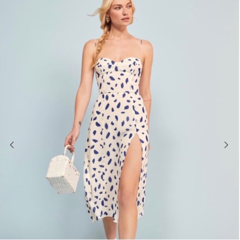 Reformation Juliette Dress, size 6, blue / white